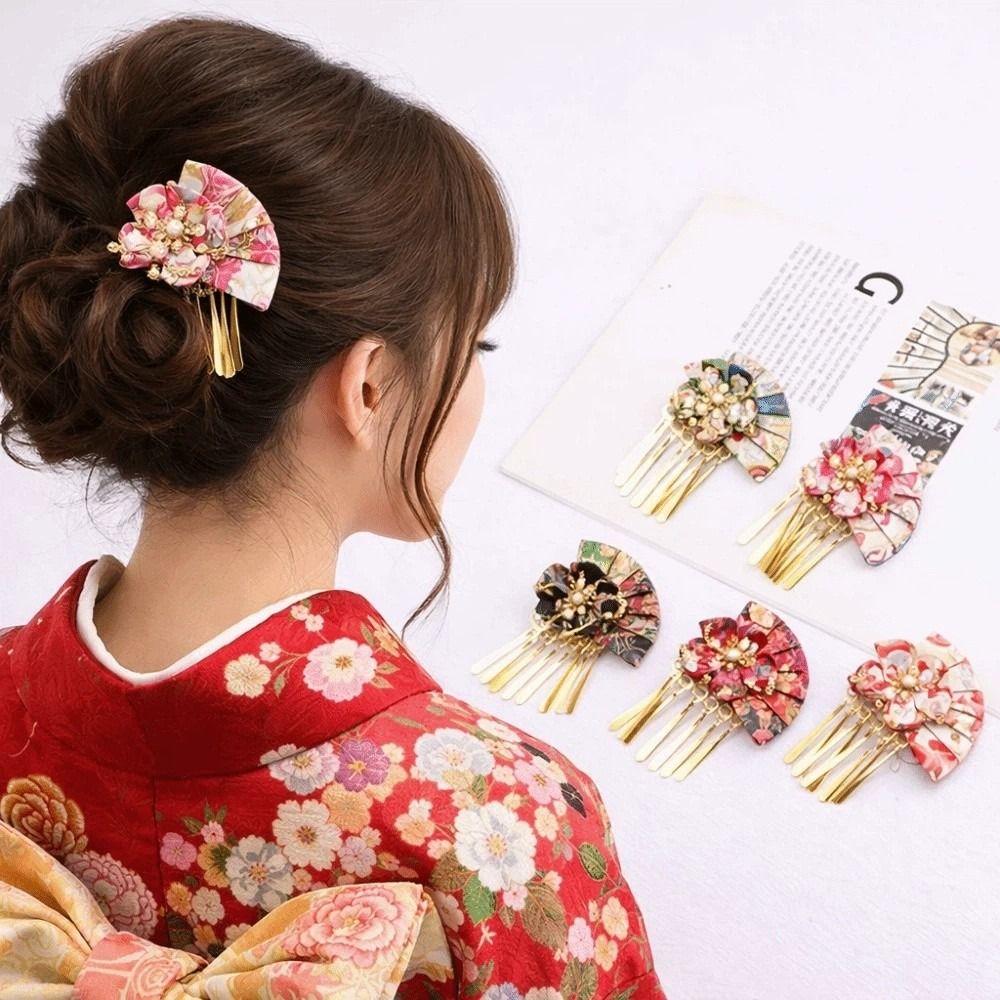 Ethnic Gown - Jepit Rambut Wanita Dekorasi Kipas Bunga