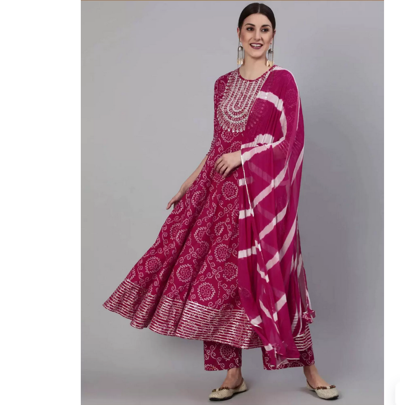 Salwar Kameez Set - Set 3 Potong Wanita Motif Bunga