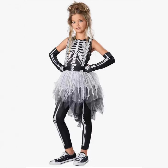 Ethnic Fashion Trends 2026 - Gaun Tengkorak Hantu Gadis Kecil Halloween