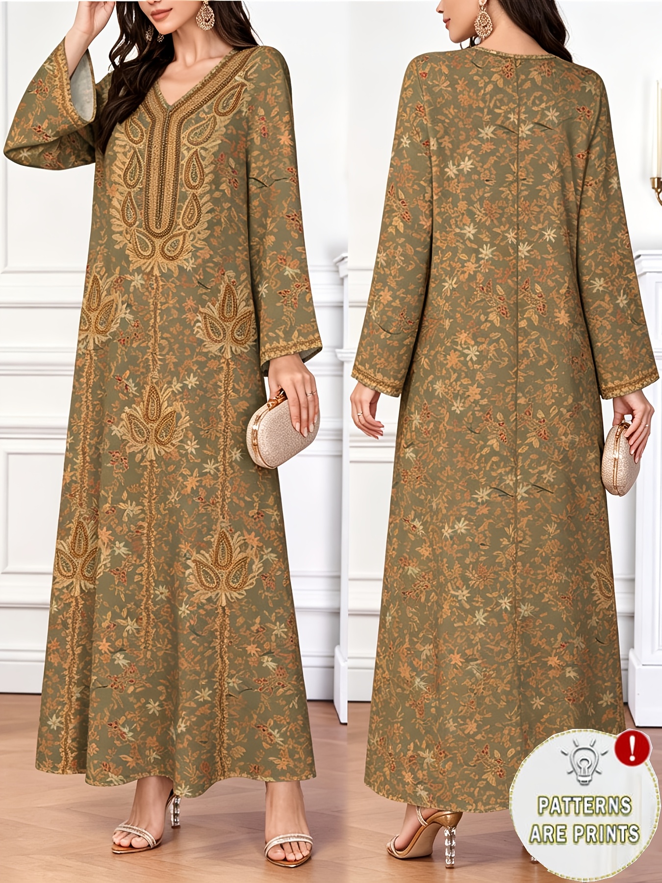 Ethnic Fashion Dress - Gaun elegan Timur Tengah, gaya Eropa