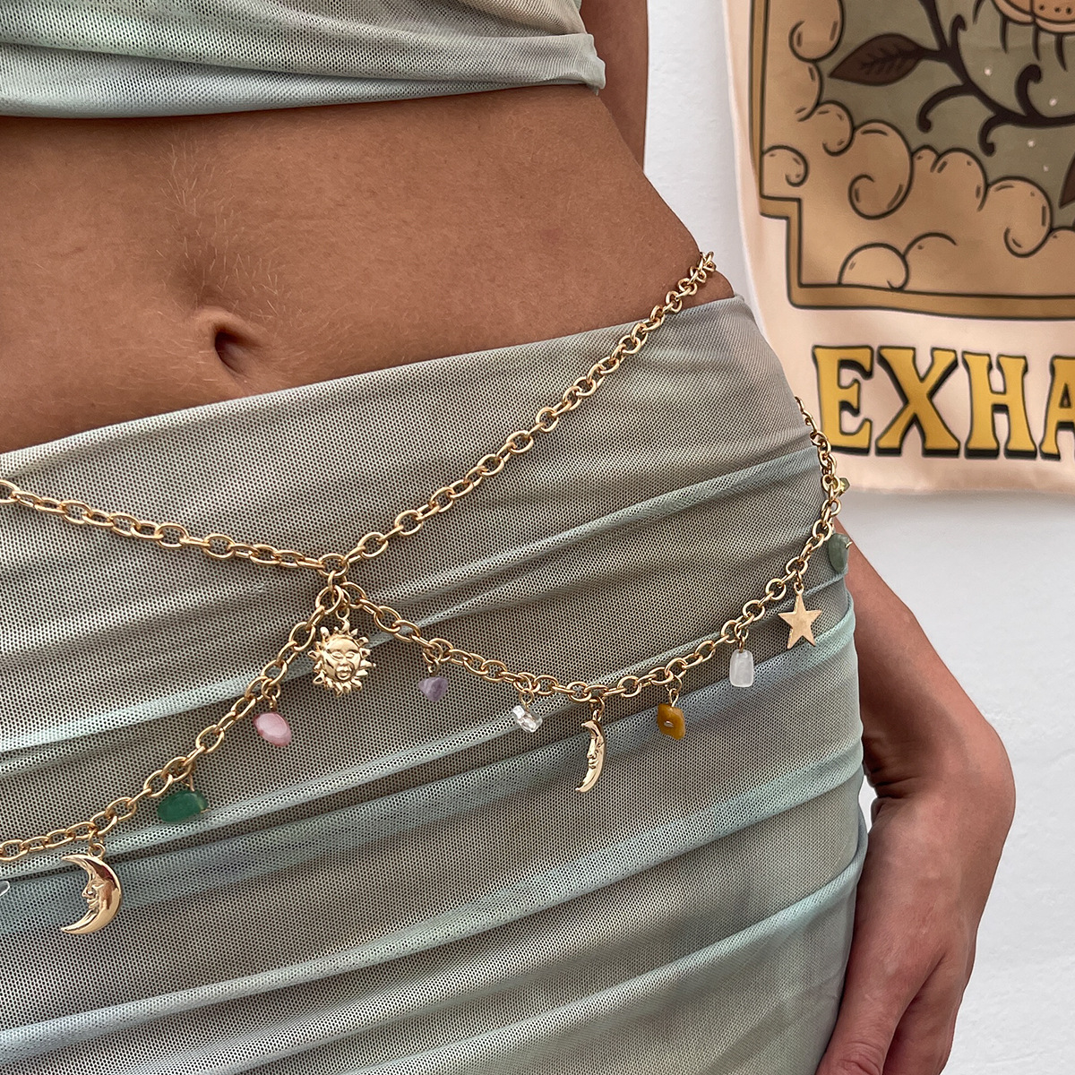 Ethnic Fashion Girls - Boho Bintang Bulan Matahari Liontin Rantai