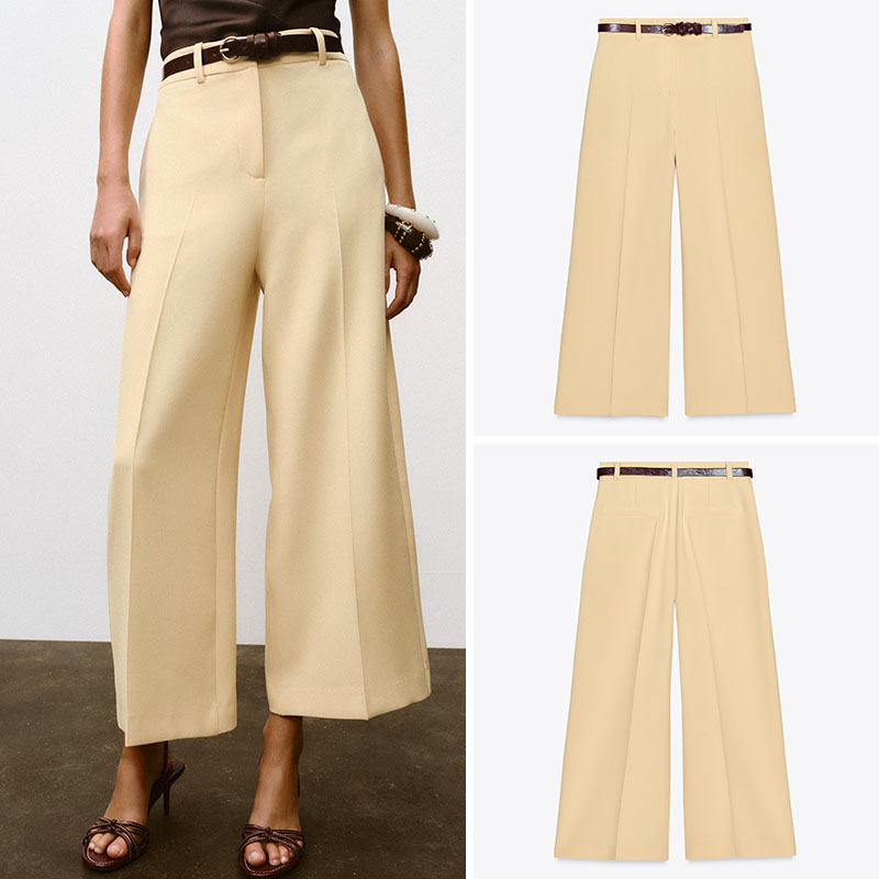New Ethnic Fashion - Celana Kaki Lebar Kasual Pinggang Tinggi