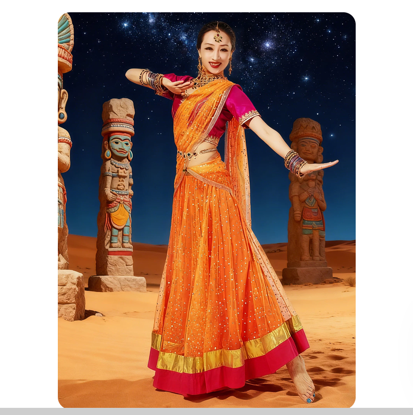 Salwar Kameez Set - Kostum pertunjukan tari India, model slim