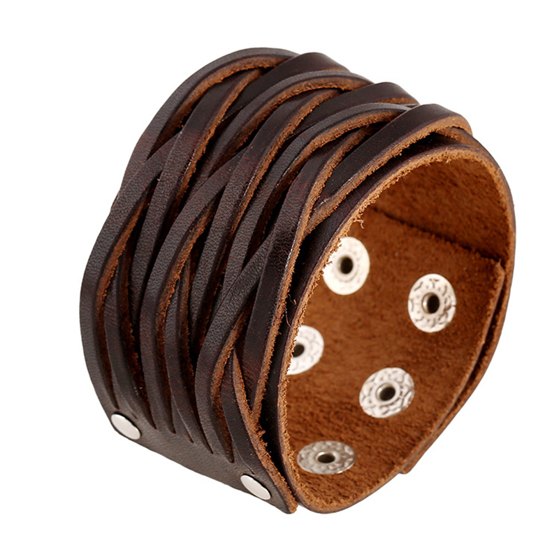Ethnic Fashion Pk - Gelang kulit asli lebar Double Deck,