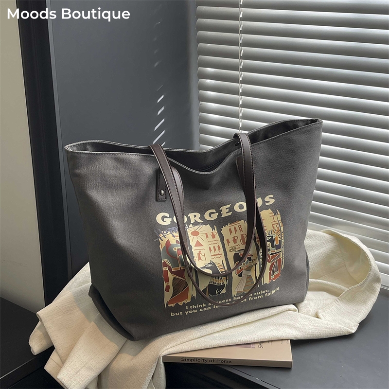 Latest Ethnic Fashion For Women - Tas Belanja Kanvas Bermotif Etnik Untuk