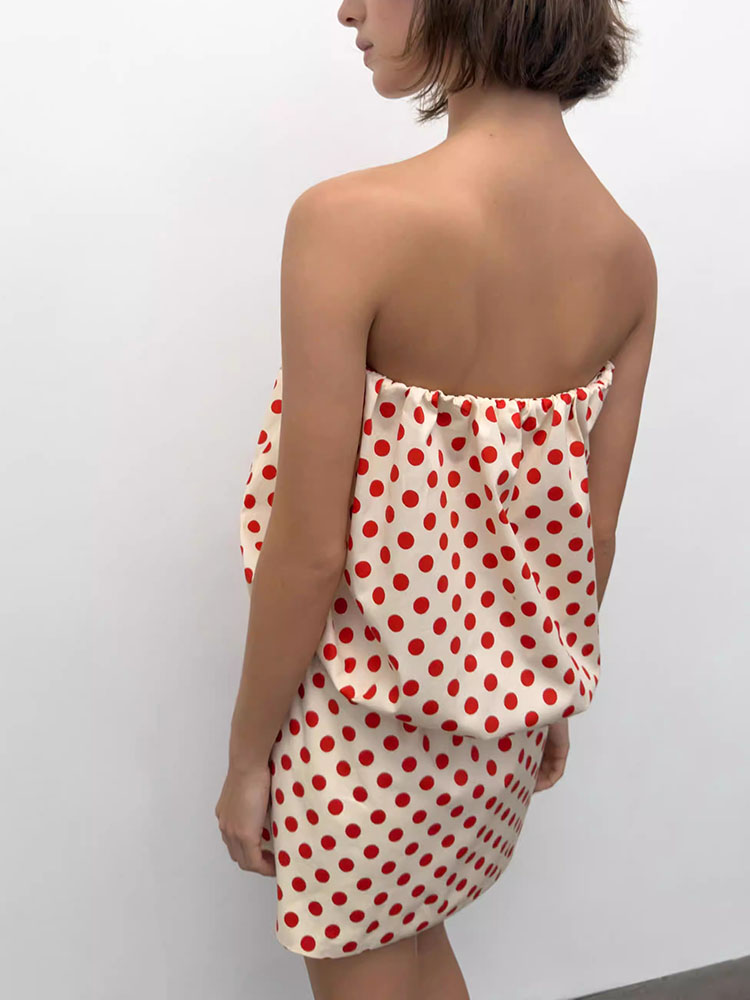 Gaun Tube Top Polkadot Seksi K - New Ethnic Fashion ulasan dan harga