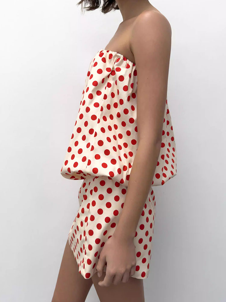 Gaun Tube Top Polkadot Seksi K - New Ethnic Fashion ulasan dan harga