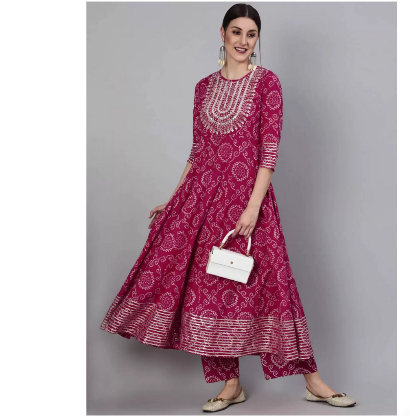 Set 3 Potong Wanita Motif Bung - Salwar Kameez Set ulasan dan harga
