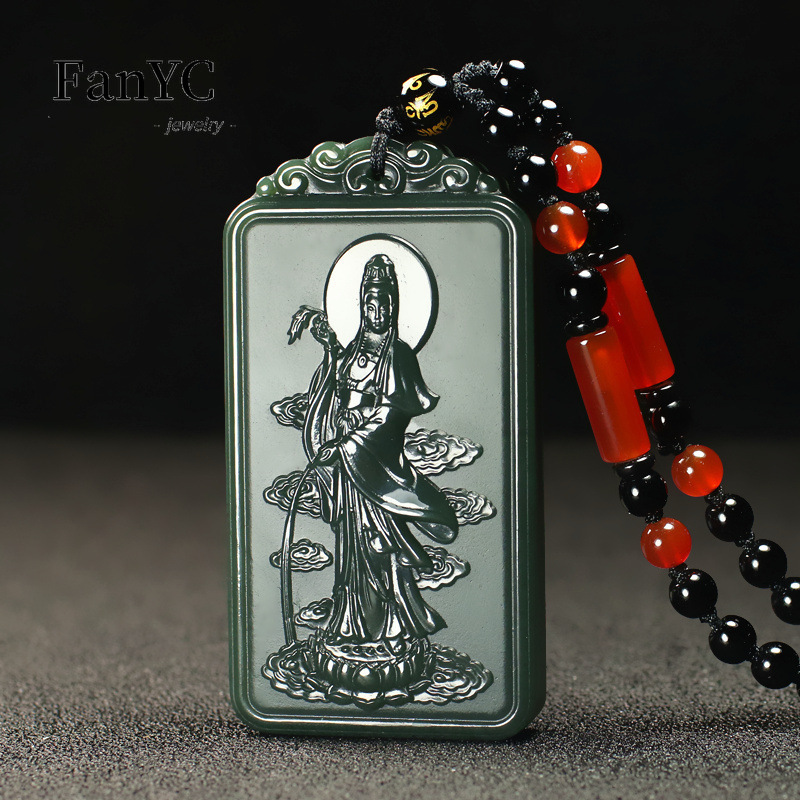 Hetian Jade Qingyu Guanyin kal - Ethnic Fashion Men ulasan dan harga