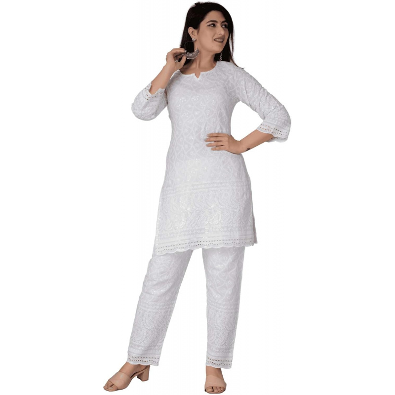 Kurti Katun Chikankari India u - Salwar Kameez Set ulasan dan harga