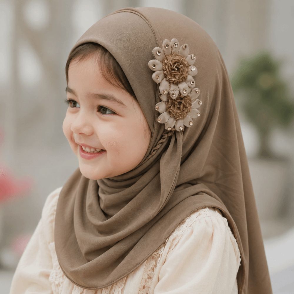 Hijab Anak Motif Bunga Solid G - Ethnic Fashion Girls ulasan dan harga