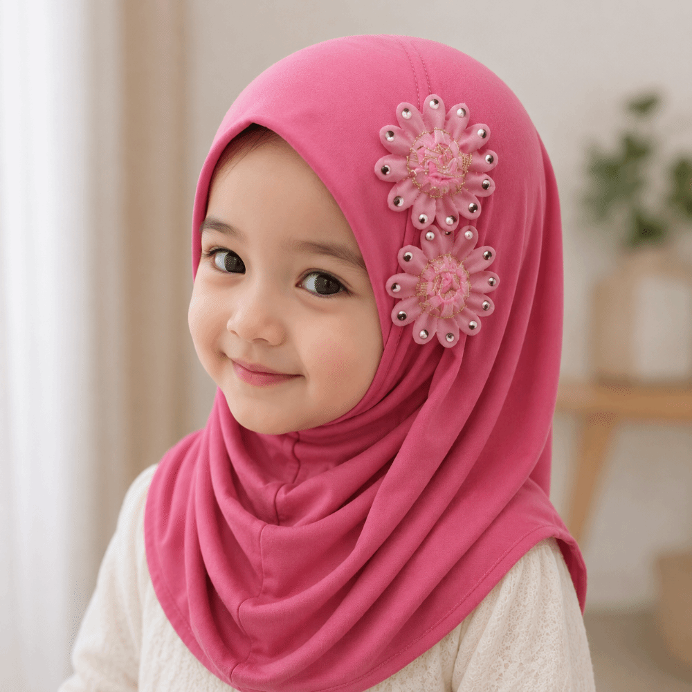 Hijab Anak Motif Bunga Solid,  - Ethnic Fashion Girls ulasan dan harga