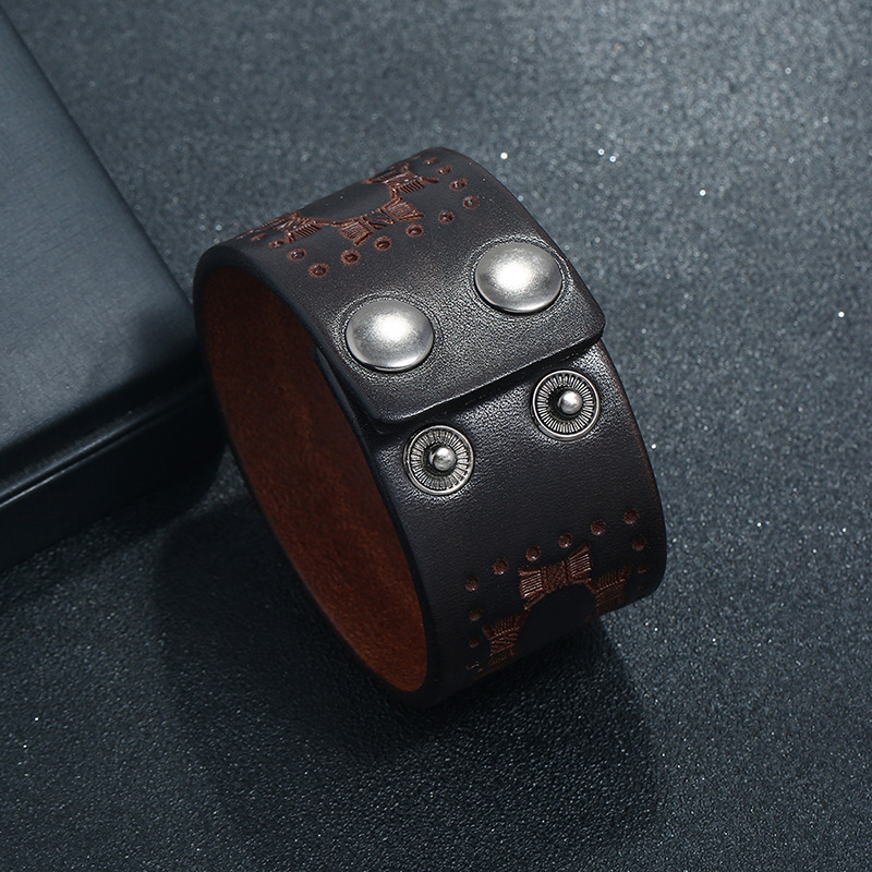 Gelang kulit sapi lebar coklat - Ethnic Fashion Pk ulasan dan harga