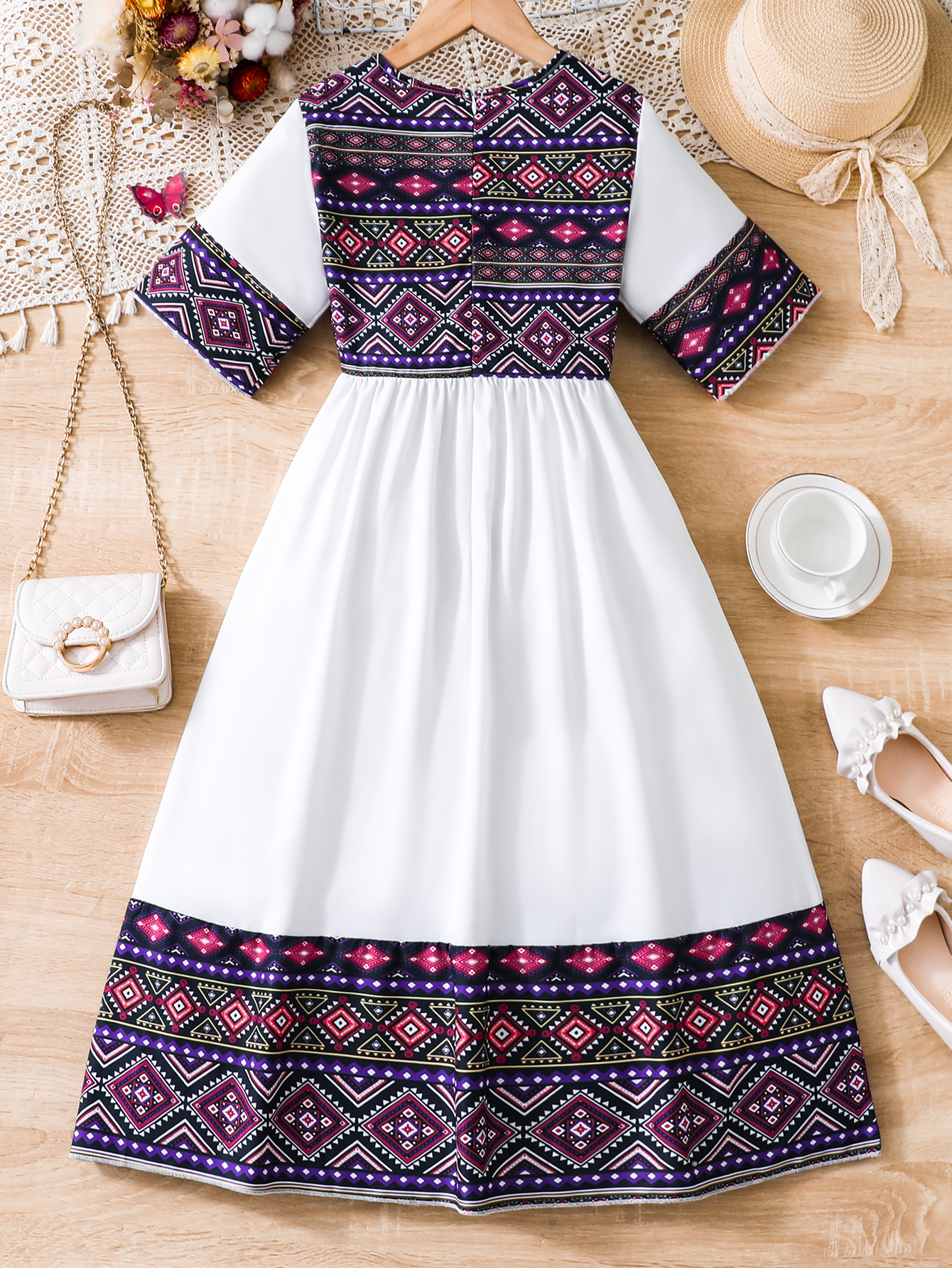 Dress putih anak perempuan, ga - Ethnic Fashion Girls ulasan dan harga